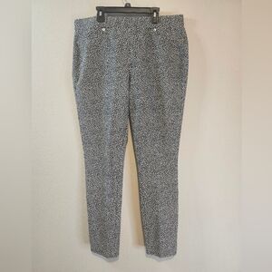 Micheal Kors Black And White Leopard Print Pocketed Stretch Denim Pants Size XL